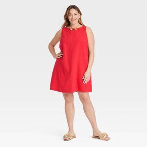 Ava Viv 3X Womens Mini Shift Dress Sleeveless Keyhole Back Red